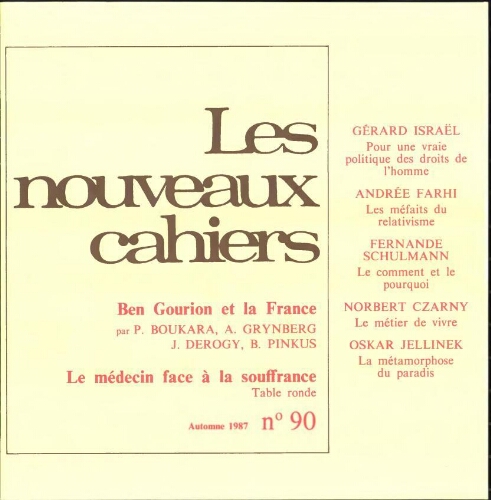 Les Nouveaux Cahiers N°090 (Automne 1987)